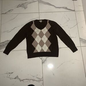 St. John's Bay Brown Argyle V-Neck Sweater